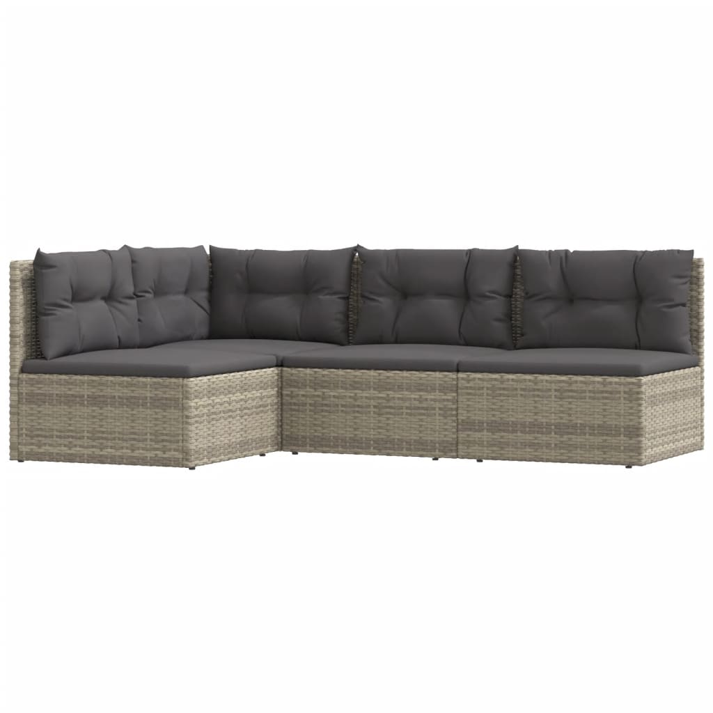 5-delige Loungeset met kussens poly rattan