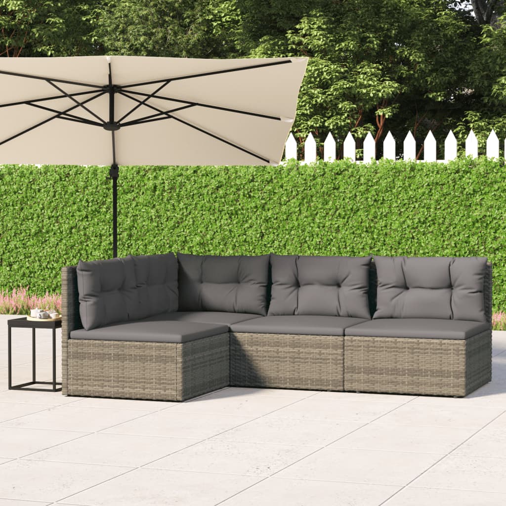 5-delige Loungeset met kussens poly rattan