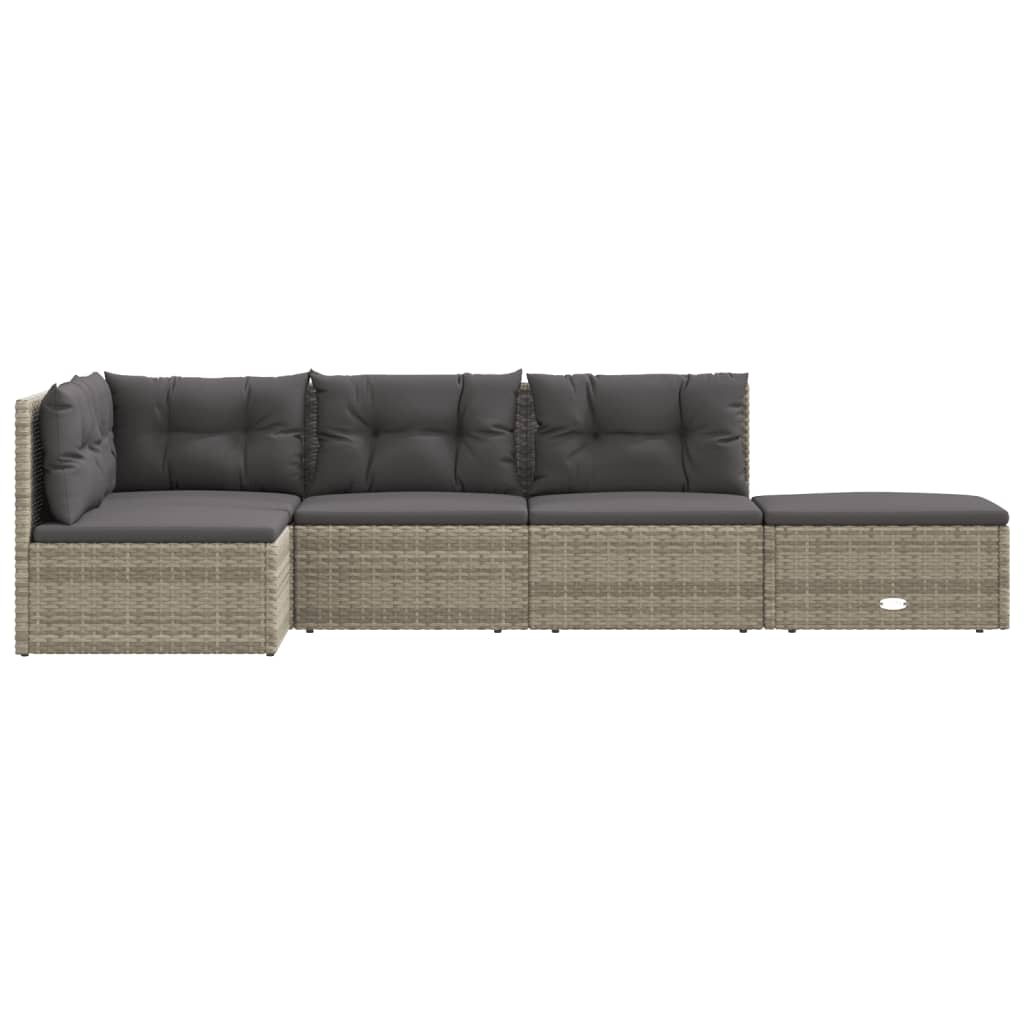 5-delige Loungeset met kussens poly rattan