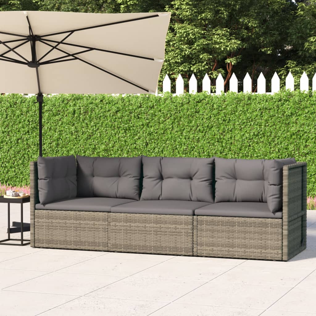 5-delige Loungeset met kussens poly rattan