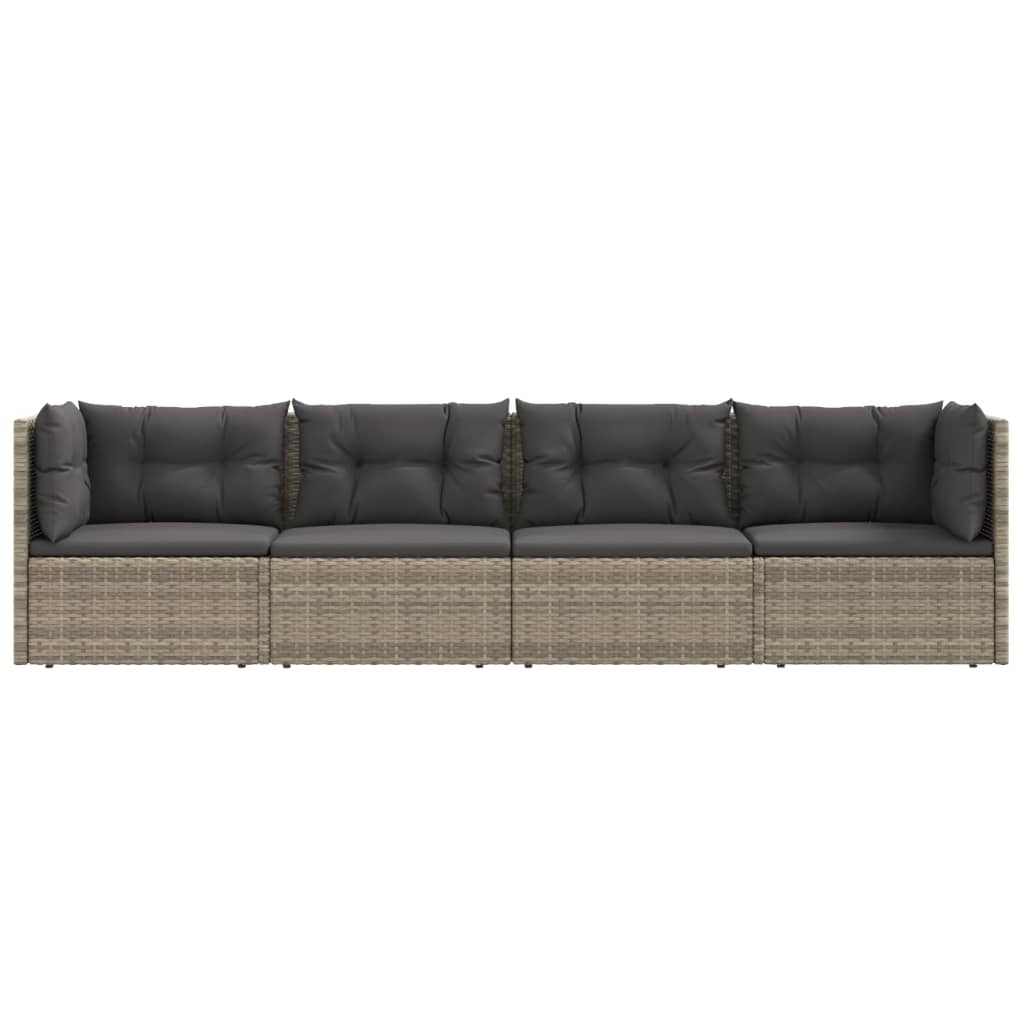 5-delige Loungeset met kussens poly rattan