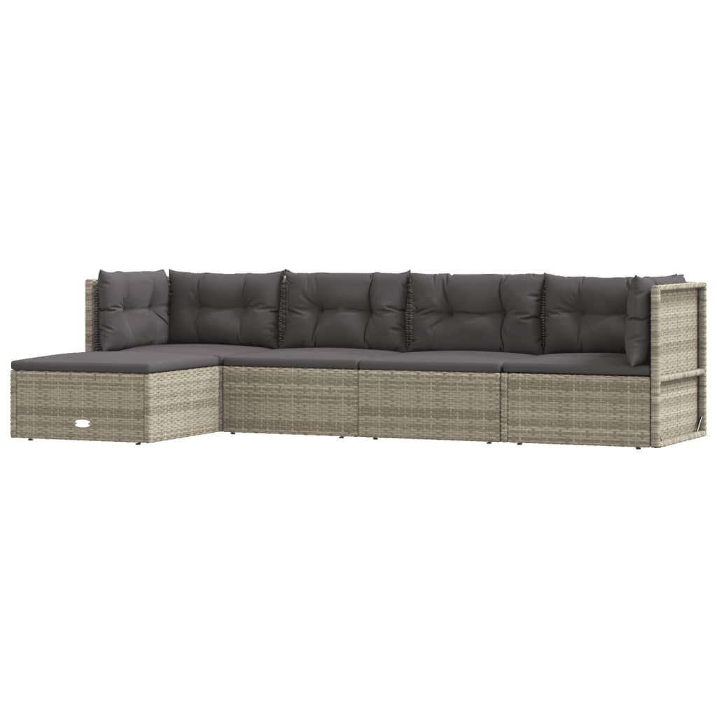 5-delige Loungeset met kussens poly rattan