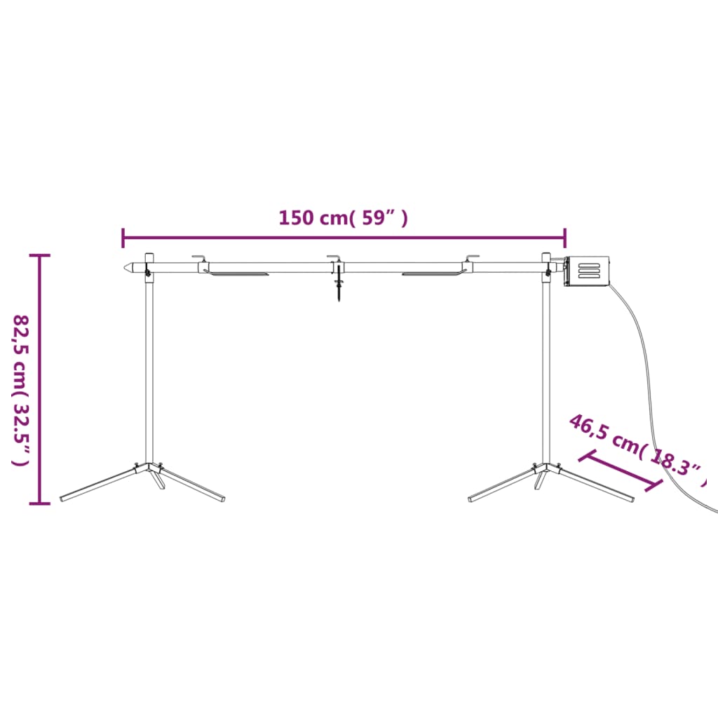 Automatische barbecue met motor 207x45x81 cm roestvrij staal