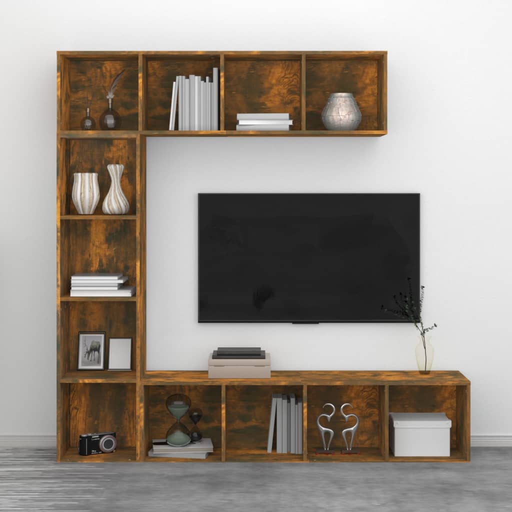 Ensemble bibliothèque/meuble TV 3 pièces 180x30x180 cm chêne fumé