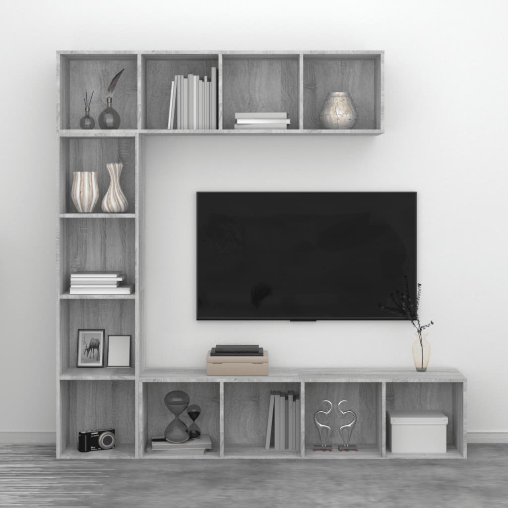 Ensemble bibliothèque/meuble TV 3 pièces 180x30x180 cm chêne fumé