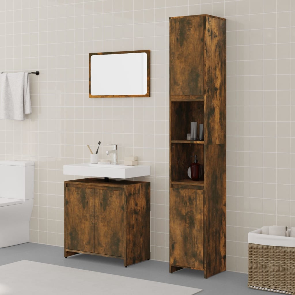 Ensemble de meubles de salle de bain 3 pièces en bois couleur chêne