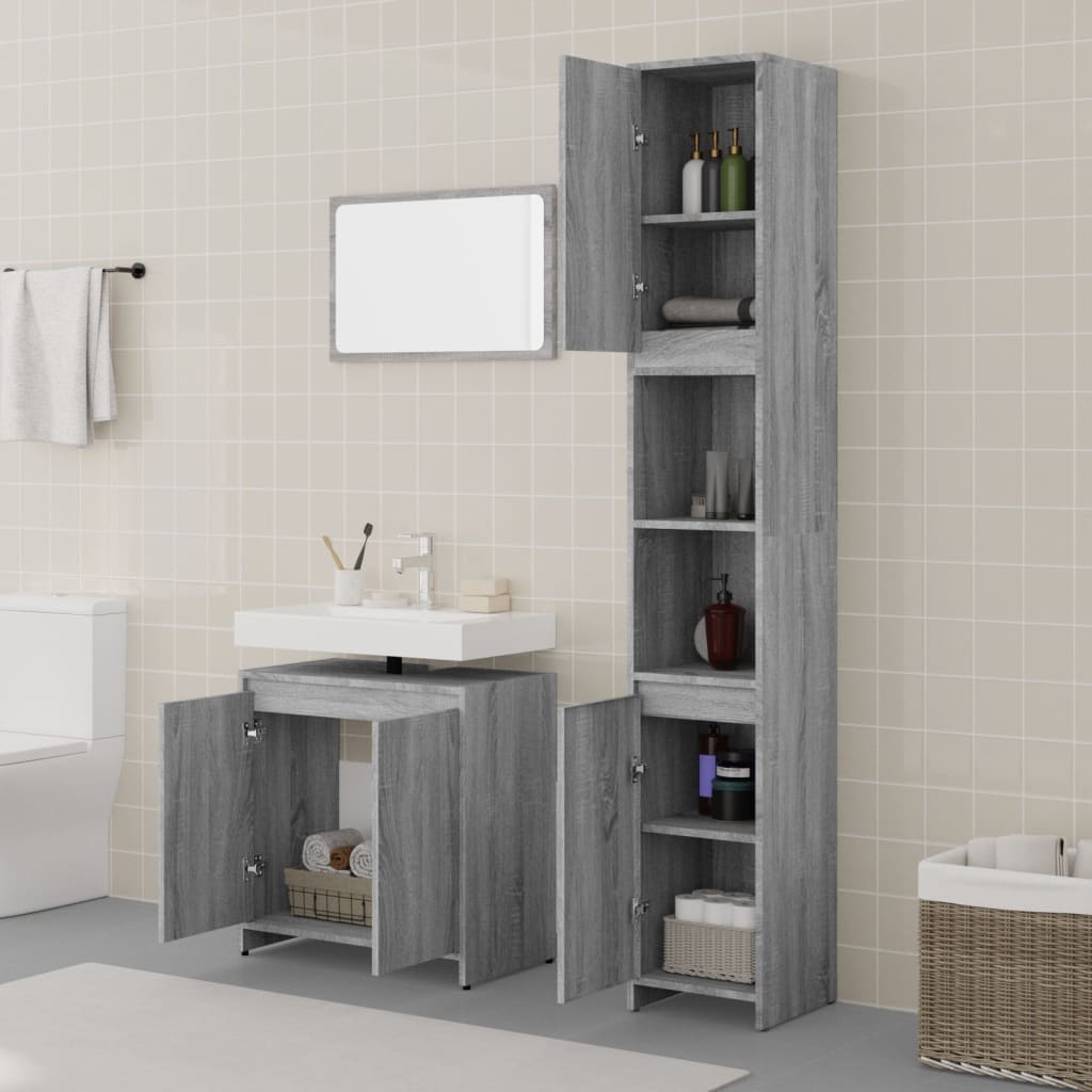 Ensemble de meubles de salle de bain 3 pièces en bois couleur chêne