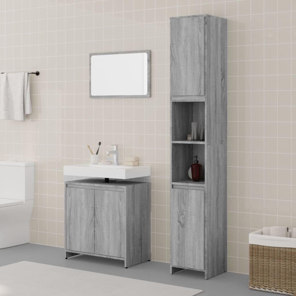 Ensemble de meubles de salle de bain 3 pièces en bois couleur chêne