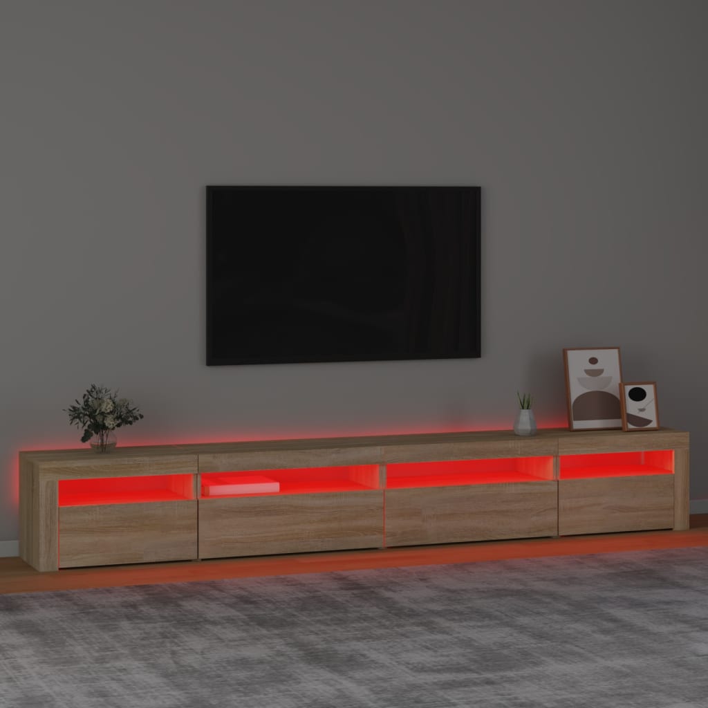 Tv-meubel met LED-verlichting 270x35x40 cm eikenkleurig