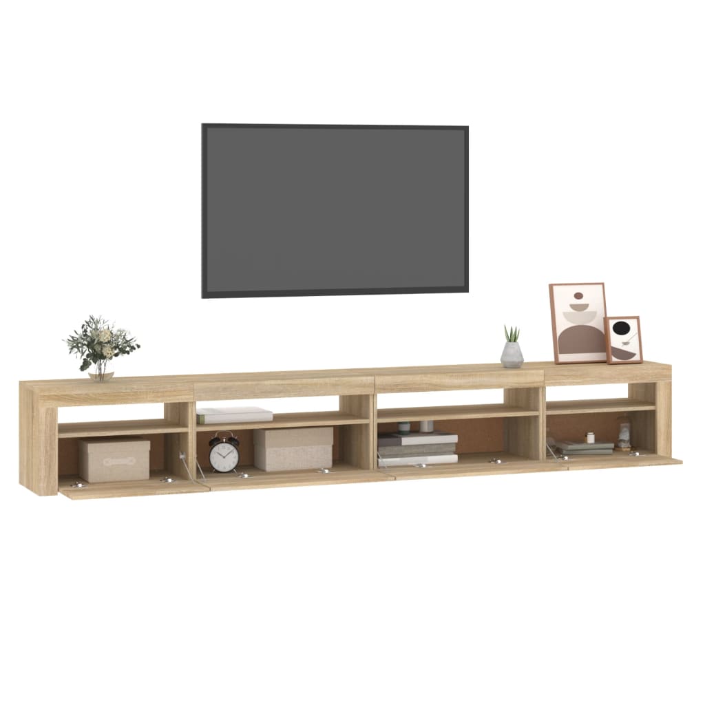 Tv-meubel met LED-verlichting 270x35x40 cm eikenkleurig