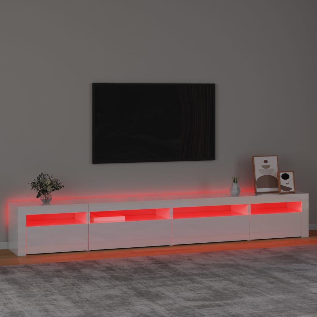 Meuble TV avec éclairage LED 270x35x40 cm couleur chêne