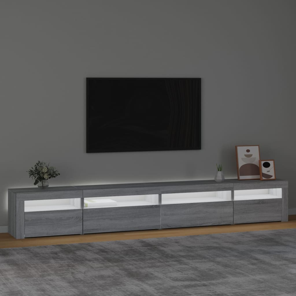 Meuble TV avec éclairage LED 270x35x40 cm couleur chêne