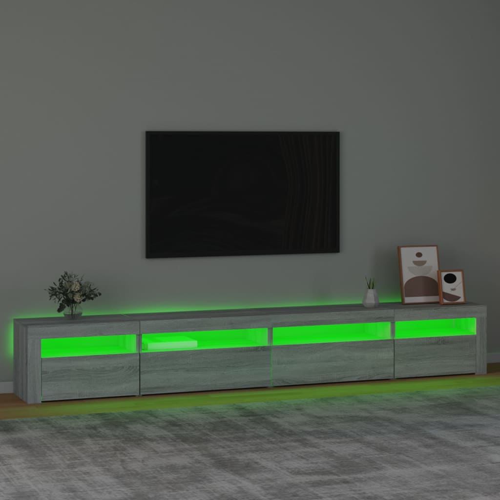 Meuble TV avec éclairage LED 270x35x40 cm couleur chêne