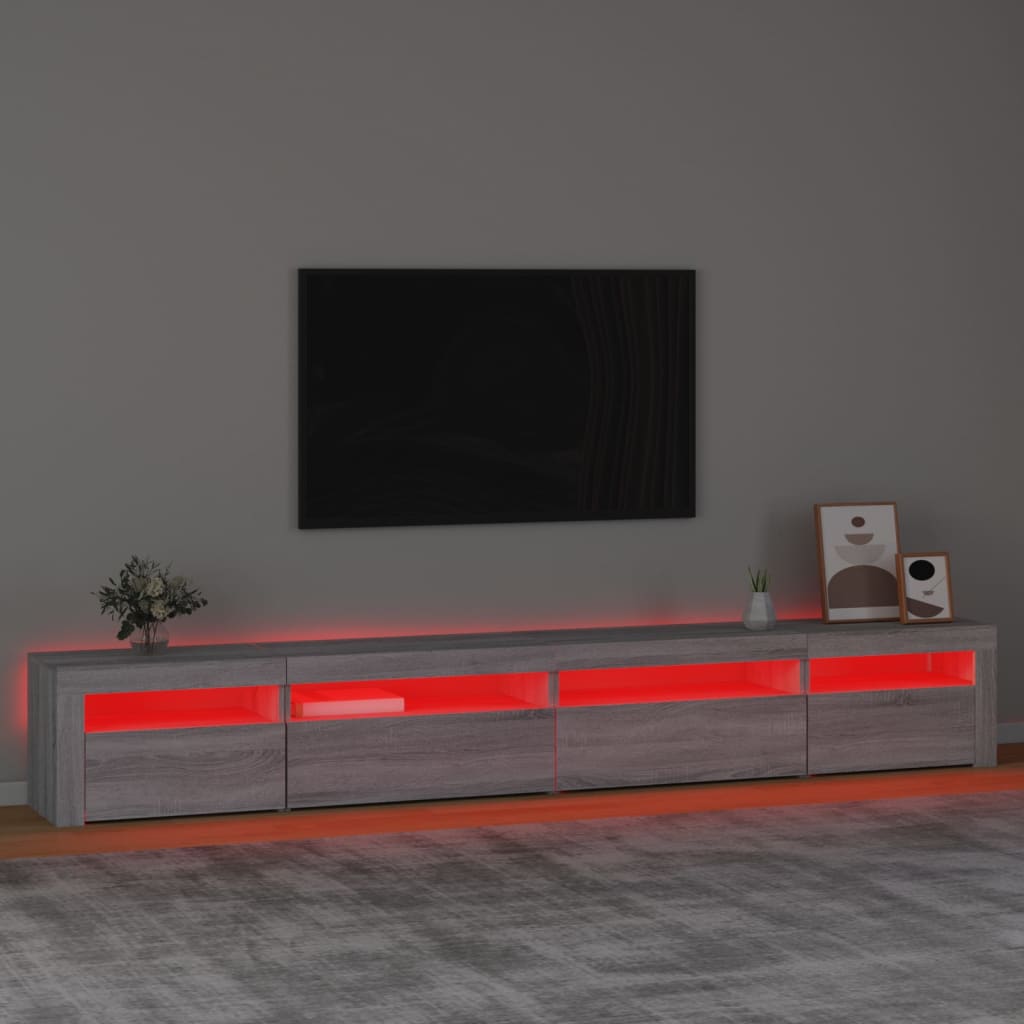 Meuble TV avec éclairage LED 270x35x40 cm couleur chêne