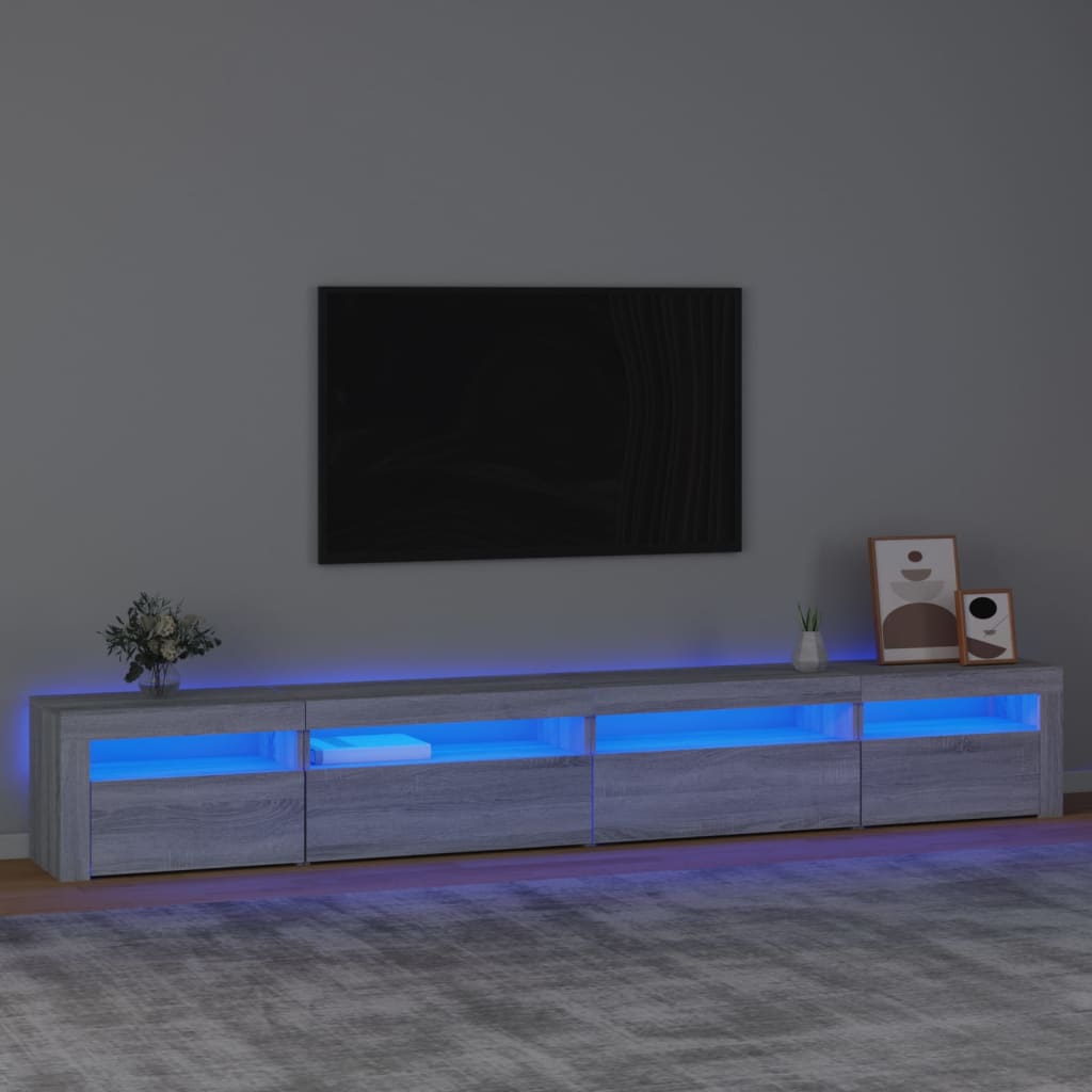 Meuble TV avec éclairage LED 270x35x40 cm couleur chêne