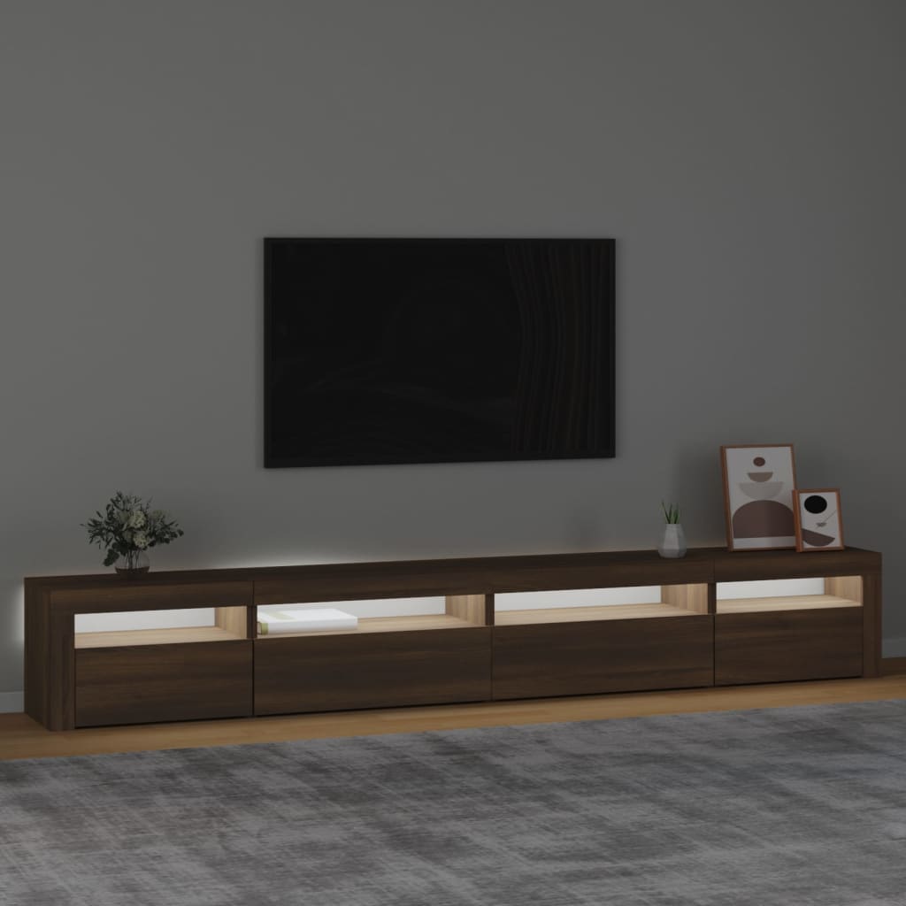 Meuble TV avec éclairage LED 270x35x40 cm couleur chêne