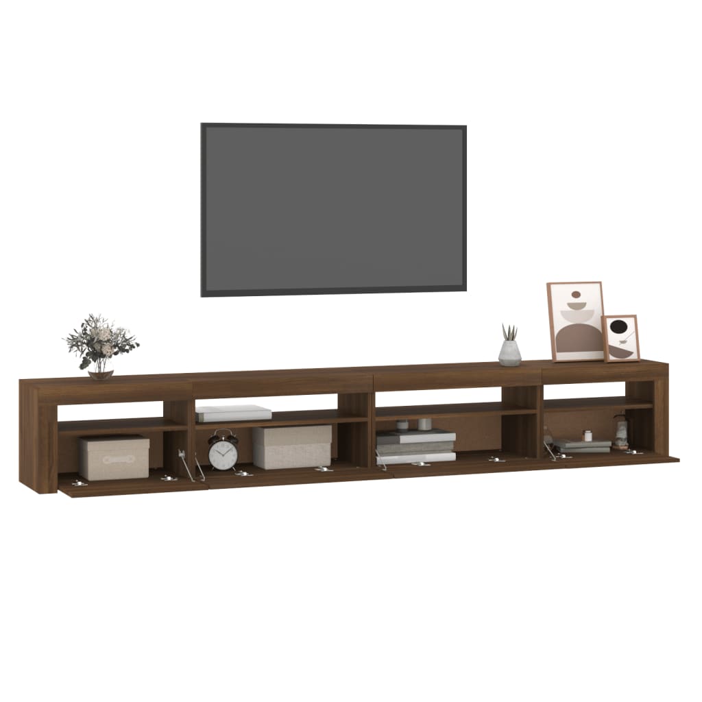 Meuble TV avec éclairage LED 270x35x40 cm couleur chêne