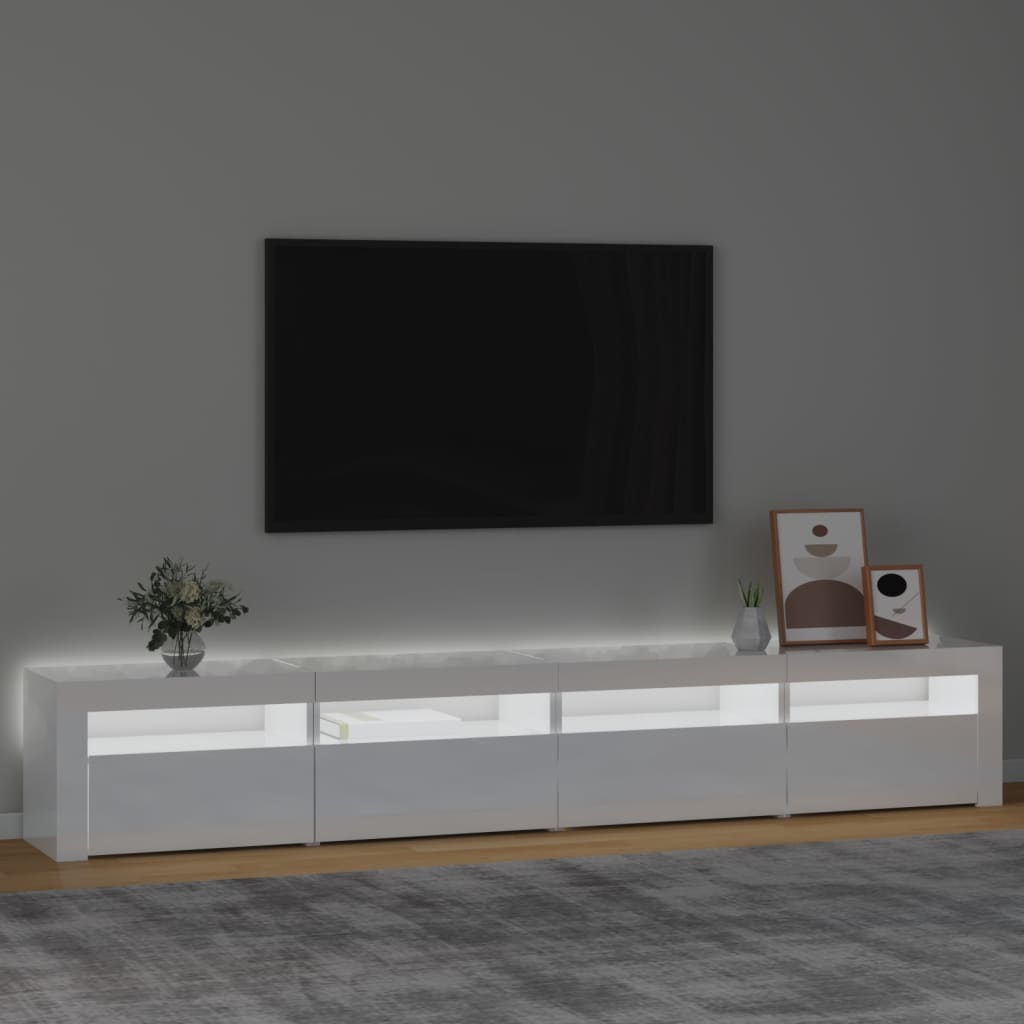 Meuble TV avec éclairage LED 270x35x40 cm couleur chêne