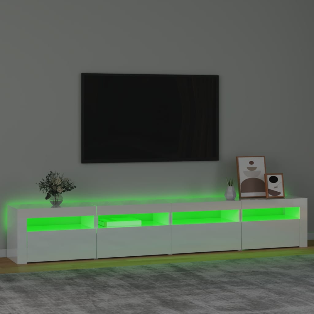 Meuble TV avec éclairage LED 270x35x40 cm couleur chêne