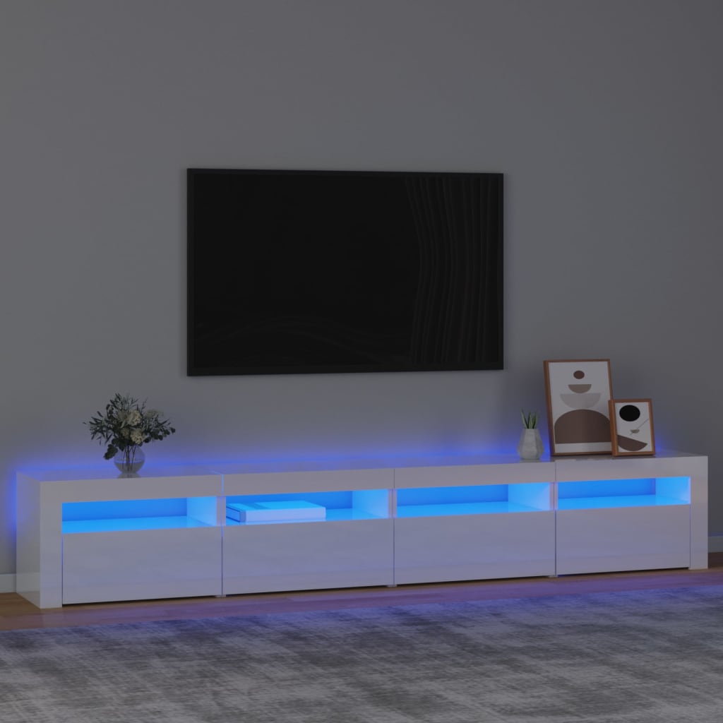 Meuble TV avec éclairage LED 270x35x40 cm couleur chêne