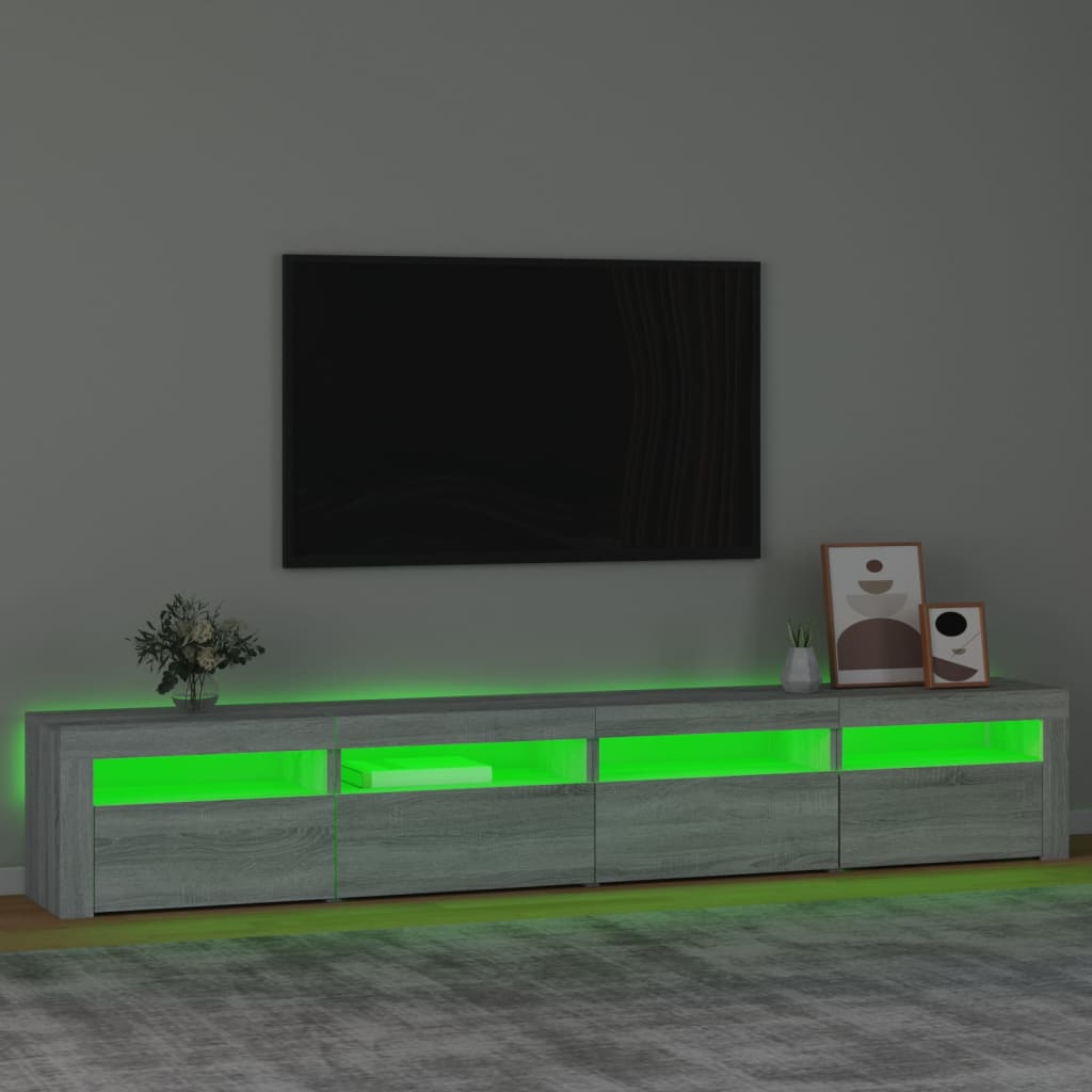 Meuble TV avec éclairage LED 270x35x40 cm couleur chêne