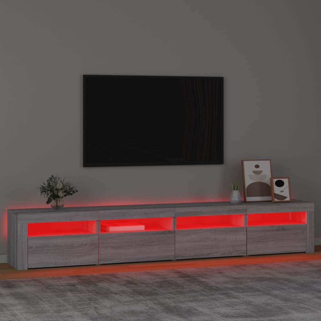 Meuble TV avec éclairage LED 270x35x40 cm couleur chêne