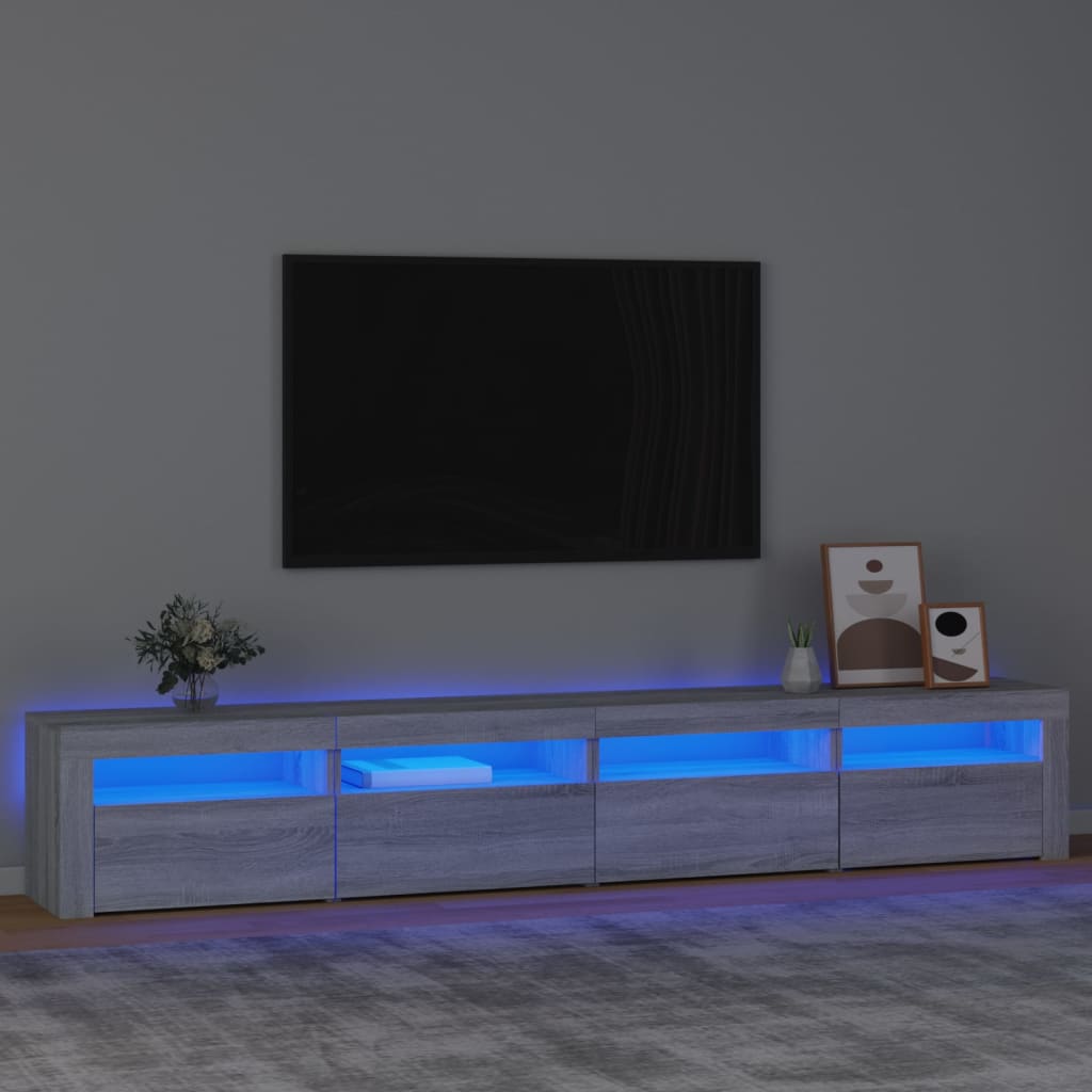 Meuble TV avec éclairage LED 270x35x40 cm couleur chêne