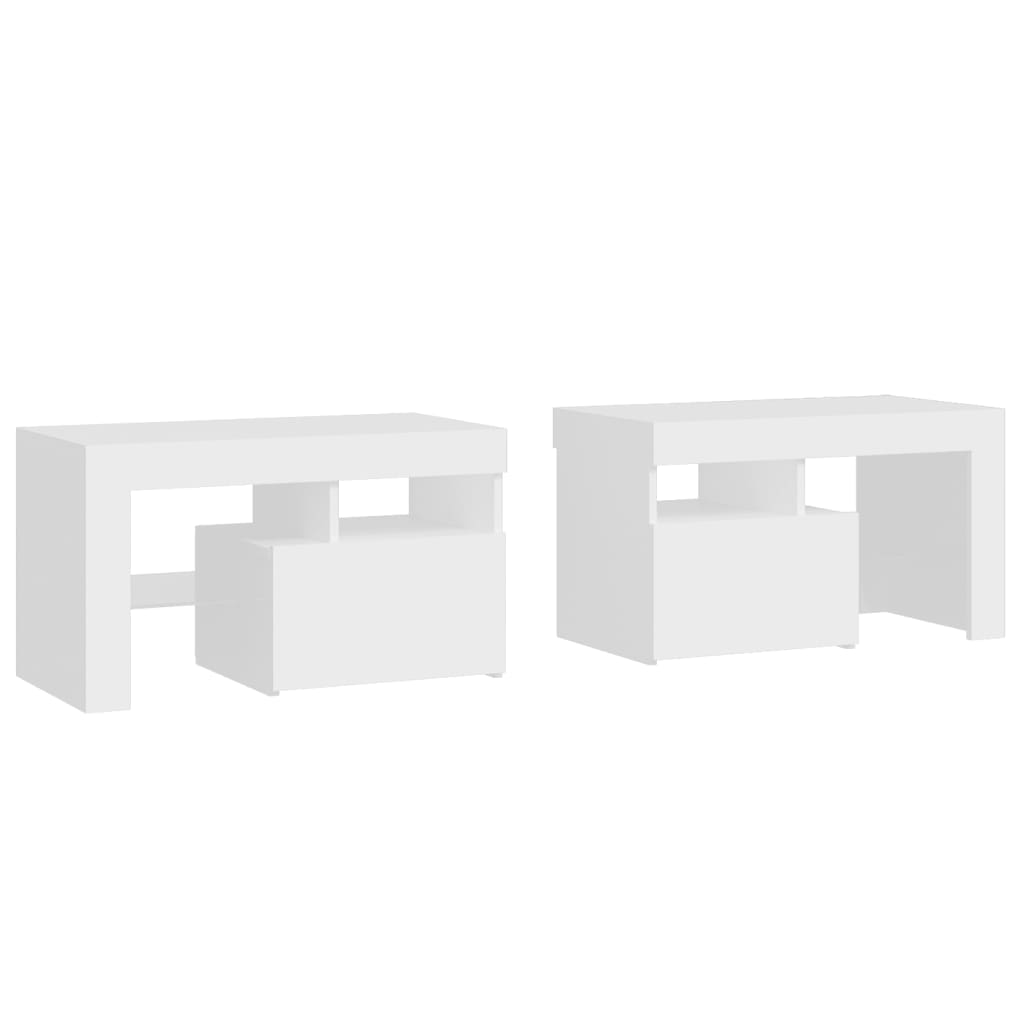 Tables de chevet 2 pcs éclairage LED 70x36,5x40 cm