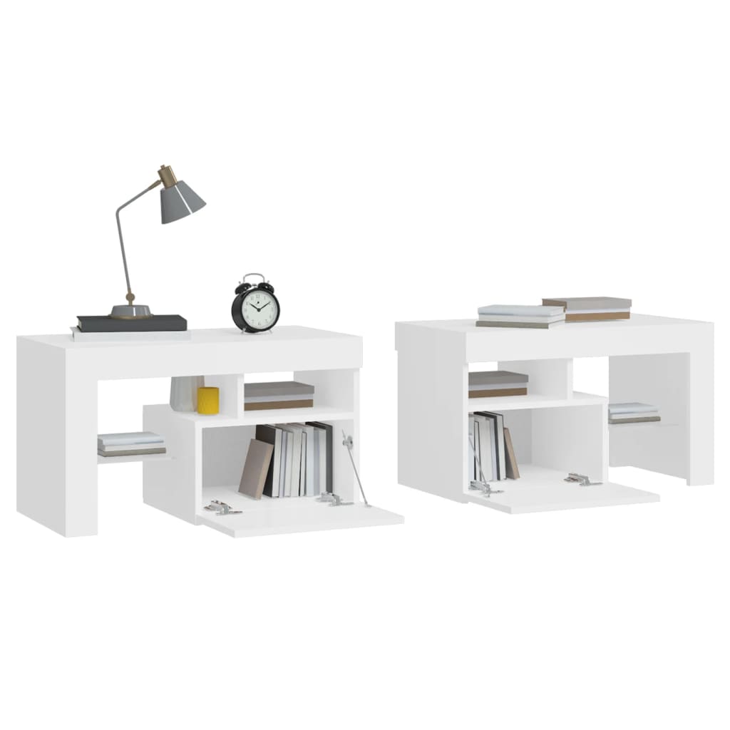 Tables de chevet 2 pcs éclairage LED 70x36,5x40 cm