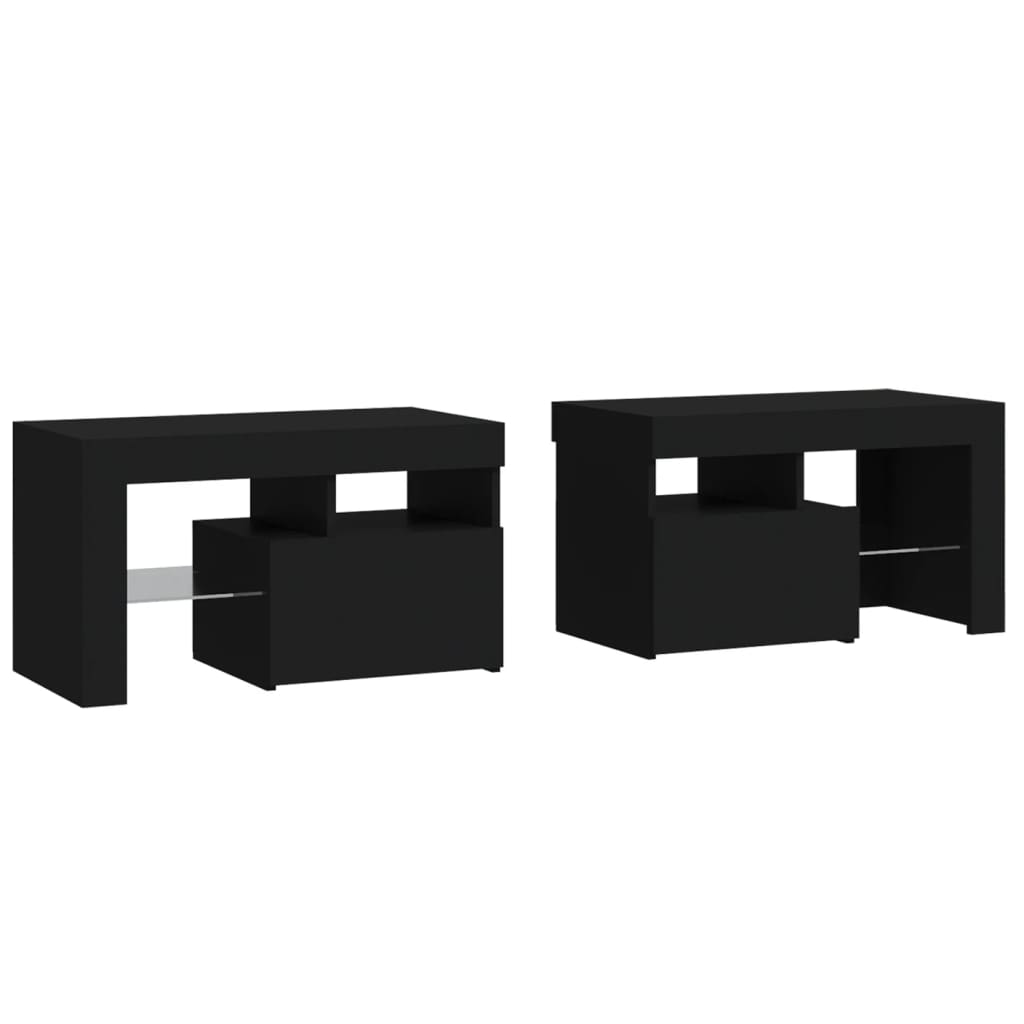 Tables de chevet 2 pcs éclairage LED 70x36,5x40 cm