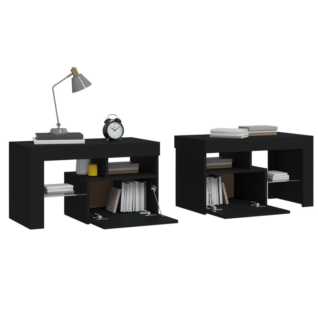 Tables de chevet 2 pcs éclairage LED 70x36,5x40 cm