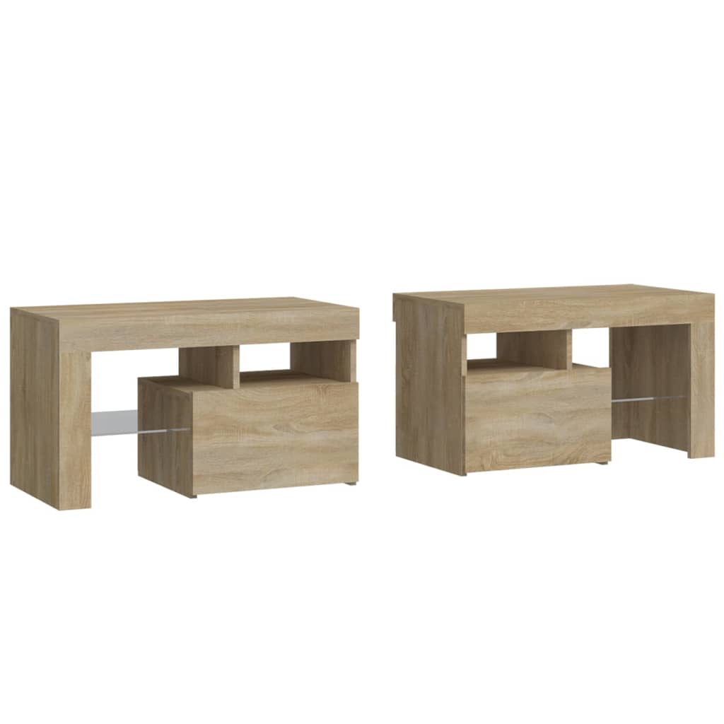 Tables de chevet 2 pcs éclairage LED 70x36,5x40 cm