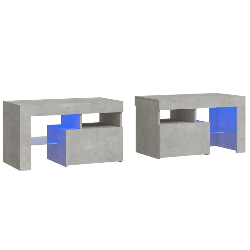 Tables de chevet 2 pcs éclairage LED 70x36,5x40 cm