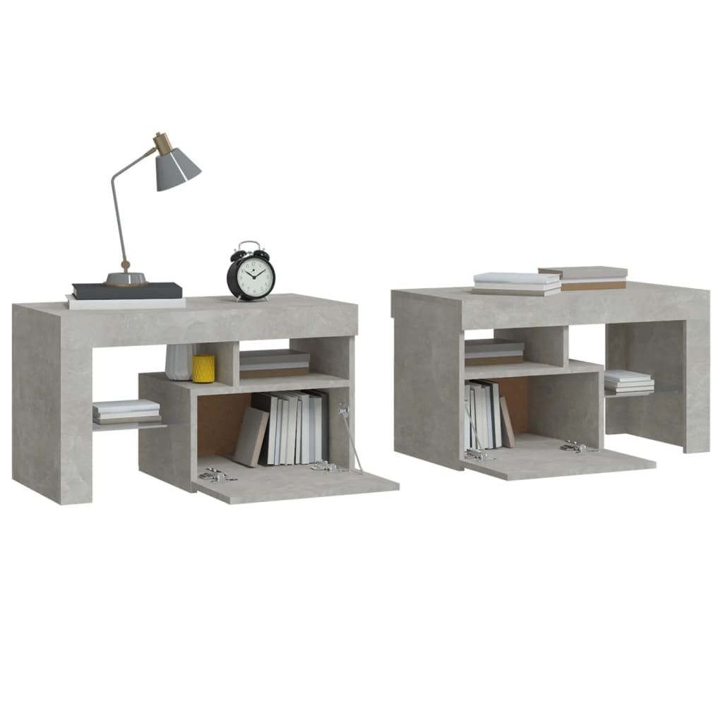 Tables de chevet 2 pcs éclairage LED 70x36,5x40 cm