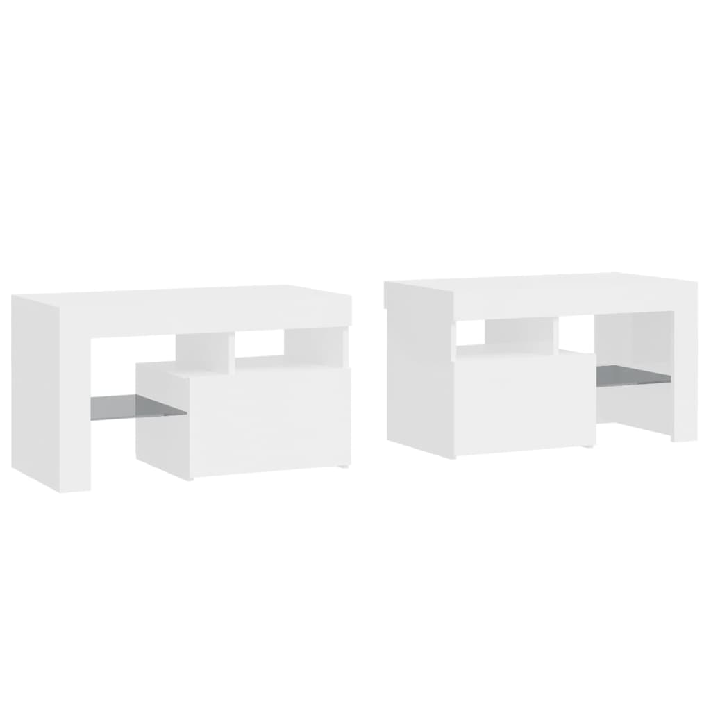 Tables de chevet 2 pcs éclairage LED 70x36,5x40 cm