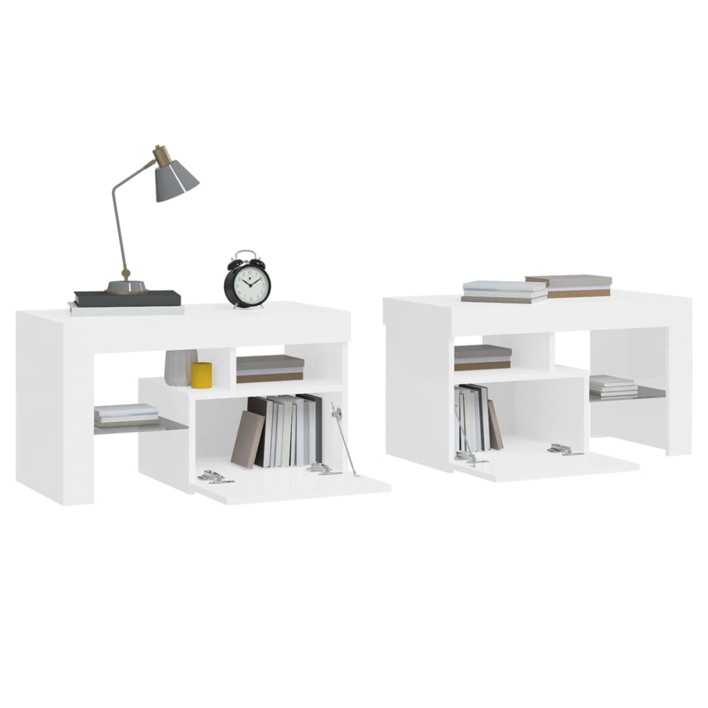 Tables de chevet 2 pcs éclairage LED 70x36,5x40 cm