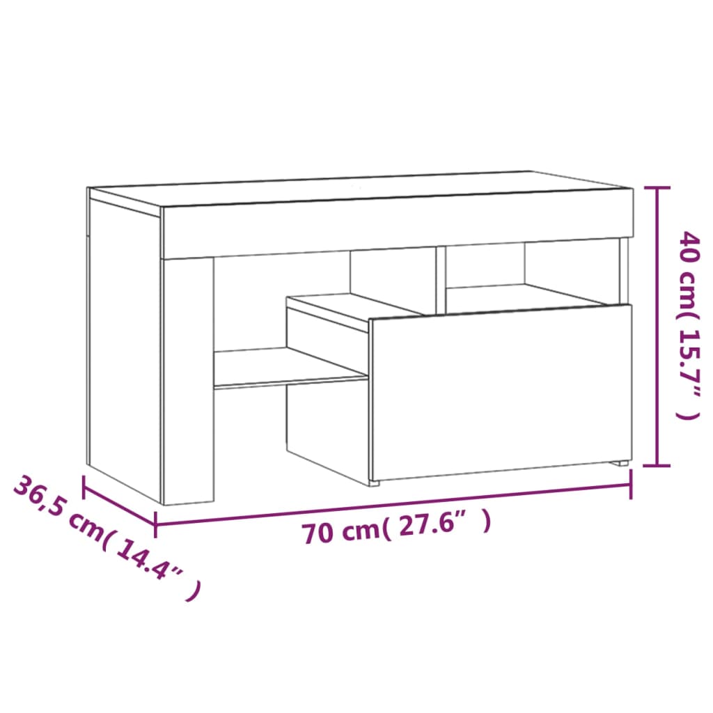 Tables de chevet 2 pcs éclairage LED 70x36,5x40 cm