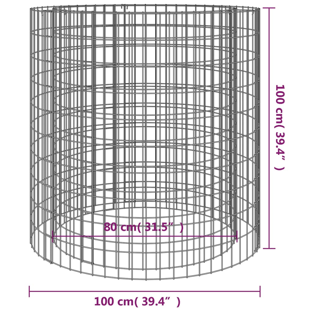 Foyer gabion Ø 50 cm en fer galvanisé