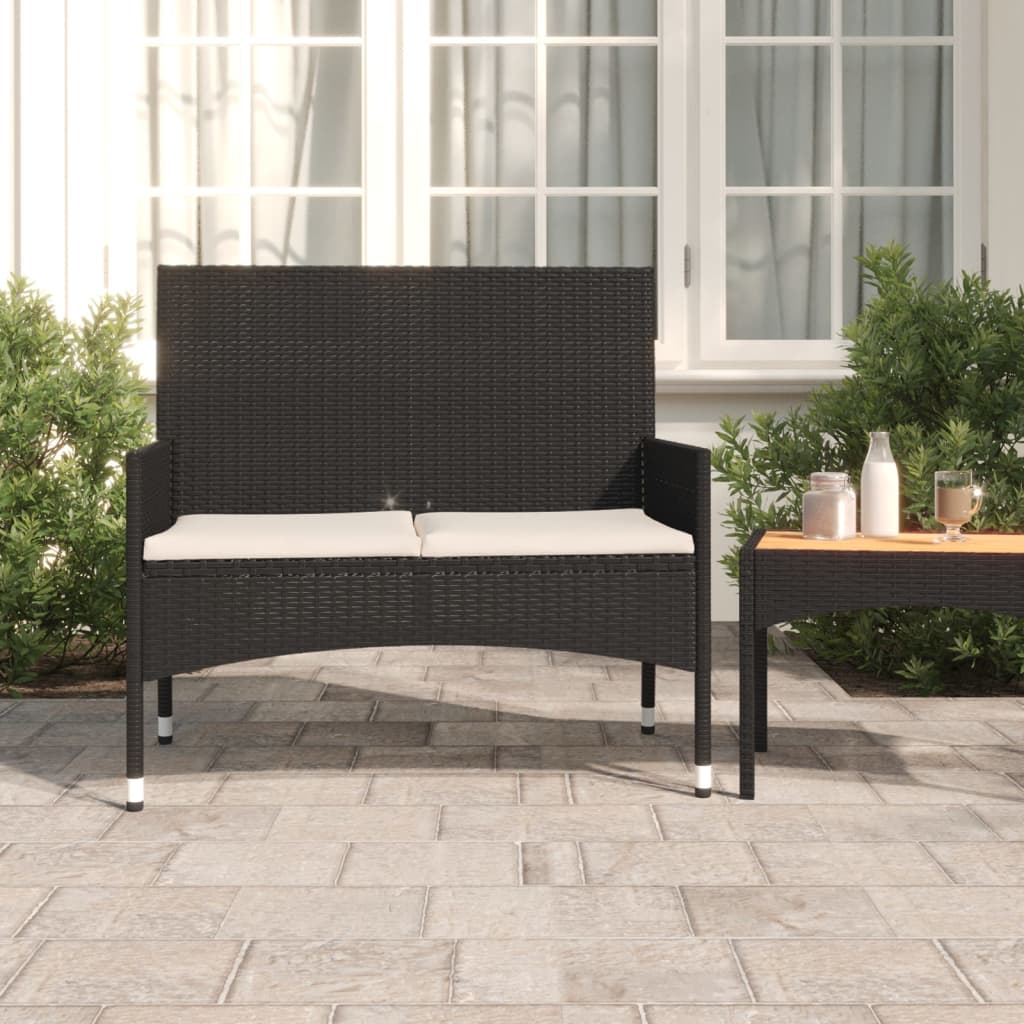 Banc de jardin 2 places avec coussins en polyrotin