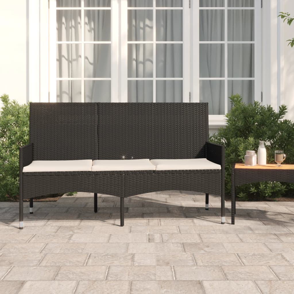 Tuinbank 3-zits met kussens poly rattan