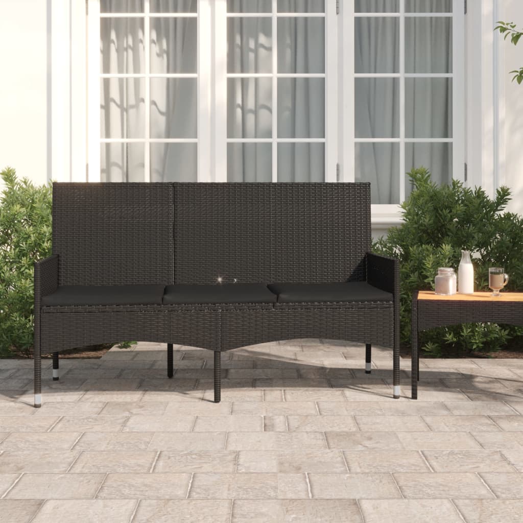 Tuinbank 3-zits met kussens poly rattan