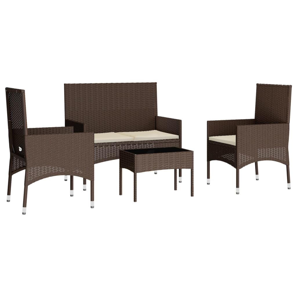 4-delige Loungeset met kussens poly rattan