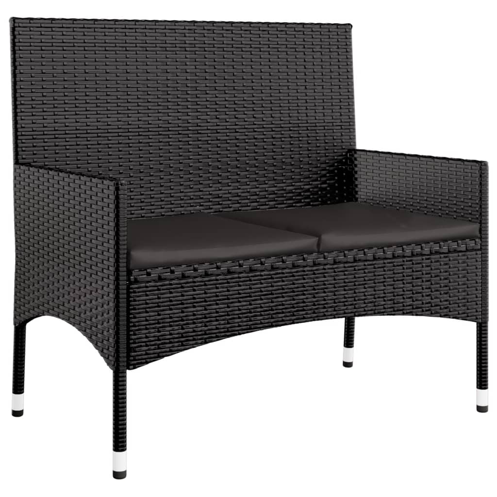 4-delige Loungeset met kussens poly rattan