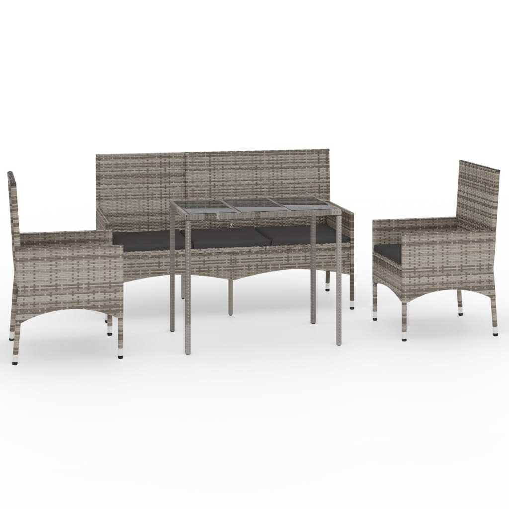 4-delige Loungeset met kussens poly rattan