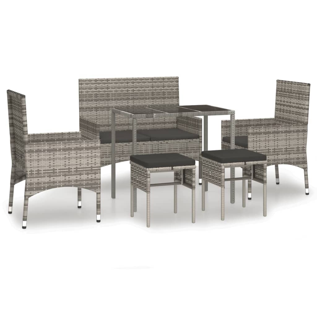 6-delige Loungeset met kussens poly rattan