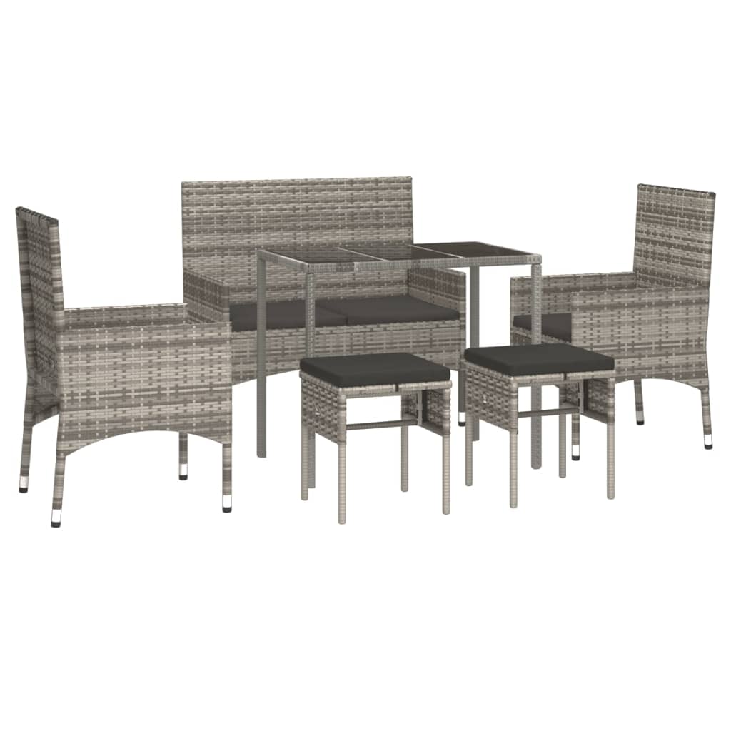 6-delige Loungeset met kussens poly rattan