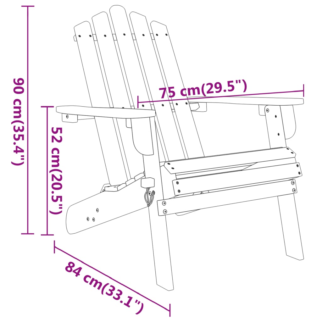 Ensemble de salon 3 pièces Adirondack en bois d'acacia massif