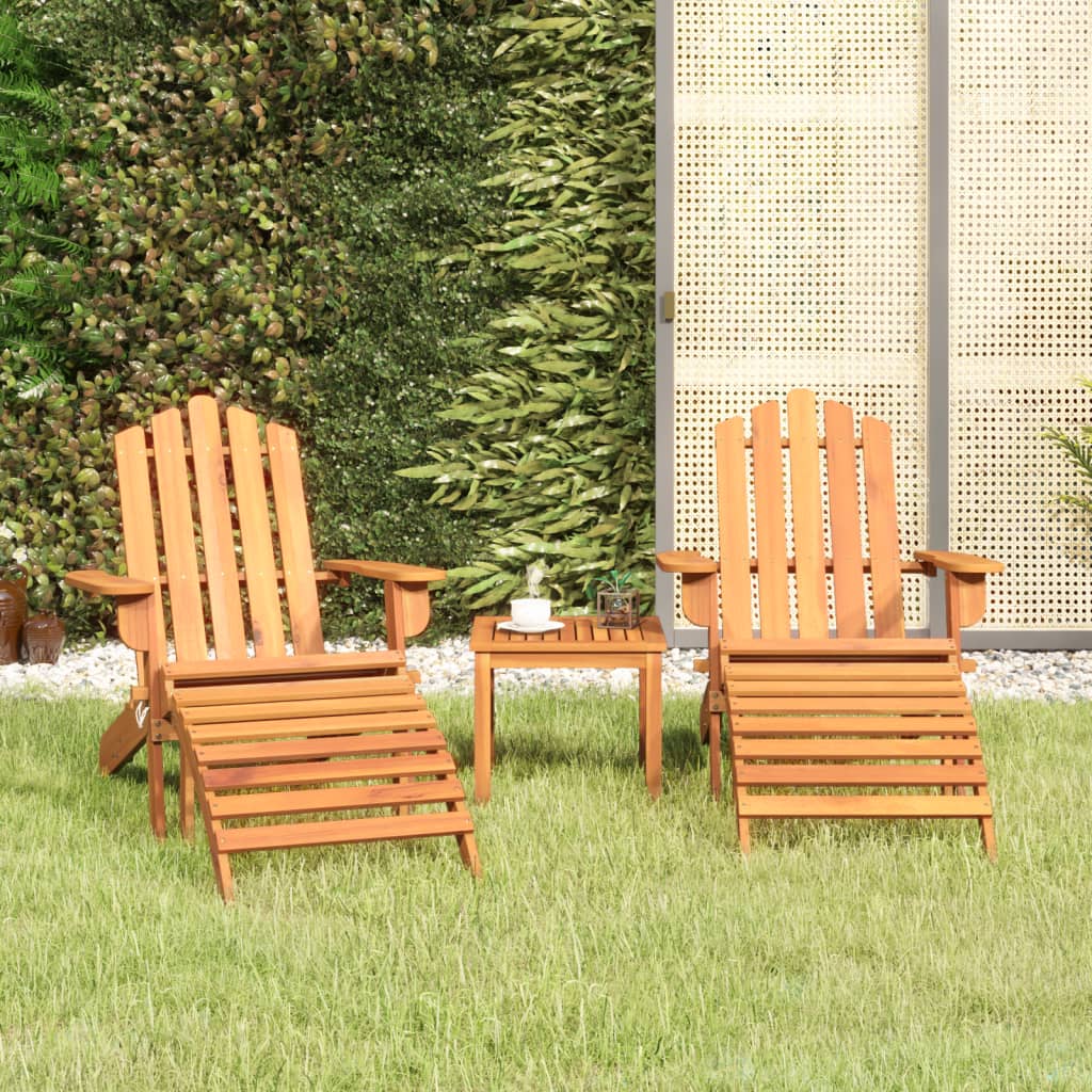 Ensemble de salon 3 pièces Adirondack en bois d'acacia massif