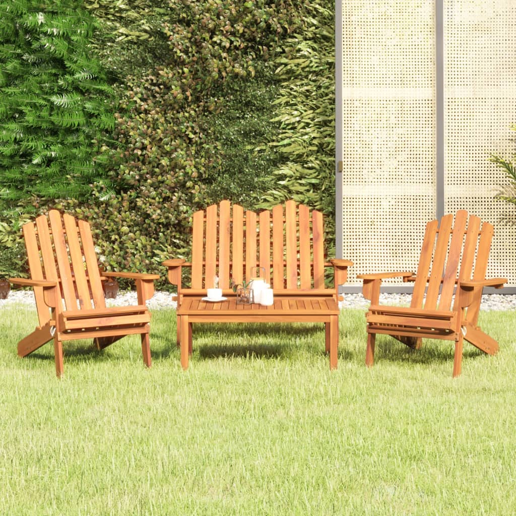 Ensemble de salon 3 pièces Adirondack en bois d'acacia massif