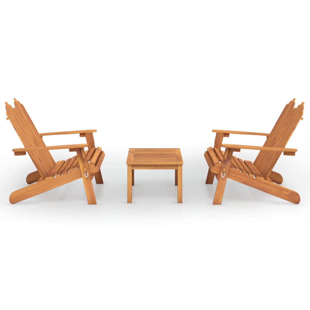 Ensemble de salon 3 pièces Adirondack en bois d'acacia massif